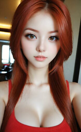 AI girl with red hair wallpaper