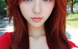 AI girl with red hair wallpaper