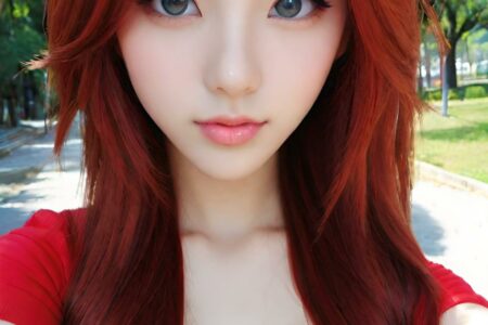 AI girl with red hair wallpaper