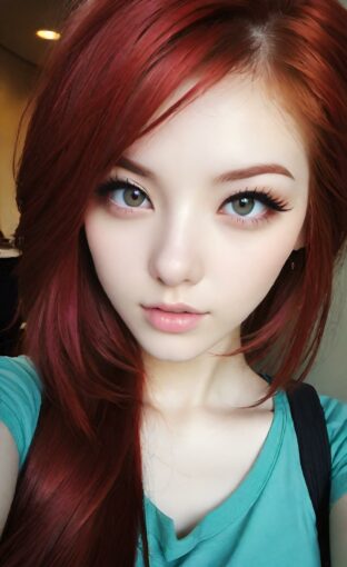AI girl with red hair wallpaper