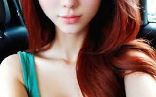 AI girl with red hair wallpaper