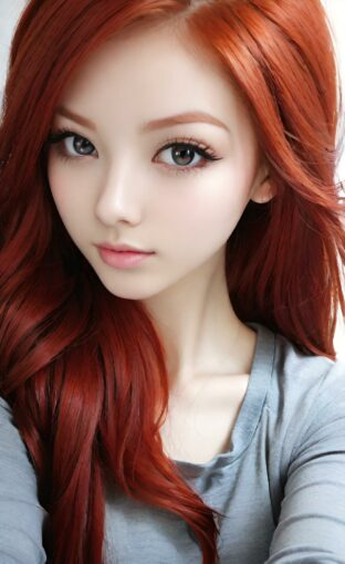 AI girl with red hair wallpaper
