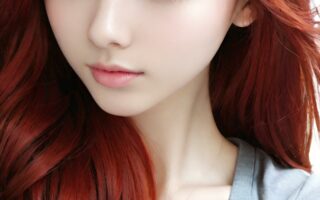 AI girl with red hair wallpaper