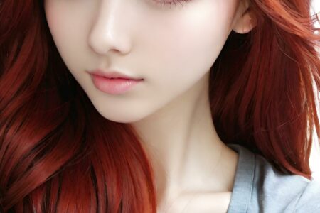 AI girl with red hair wallpaper