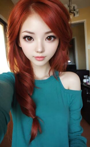AI girl with red hair wallpaper