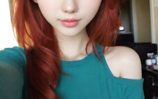 AI girl with red hair wallpaper