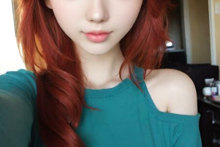 AI girl with red hair wallpaper