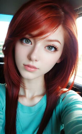 AI girl with red hair wallpaper