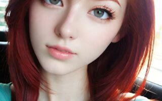 AI girl with red hair wallpaper