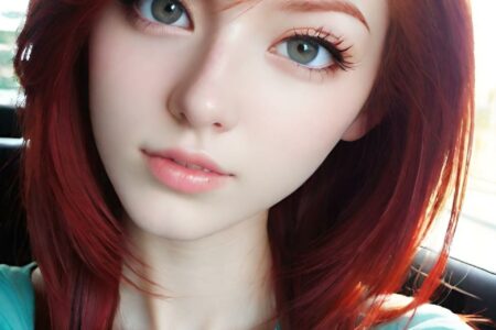 AI girl with red hair wallpaper