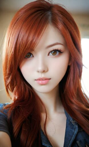 AI girl with red hair wallpaper