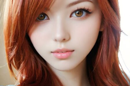 AI girl with red hair wallpaper