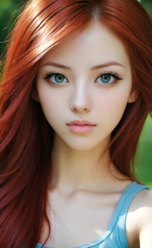AI girl with red hair wallpaper