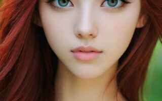 AI girl with red hair wallpaper