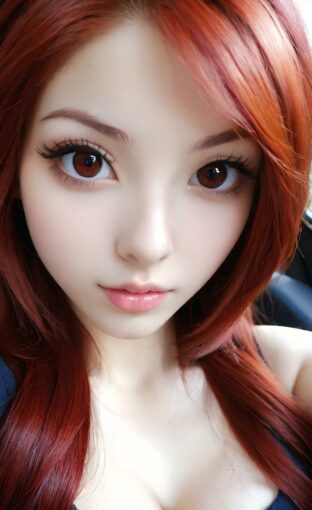 AI girl with red hair wallpaper