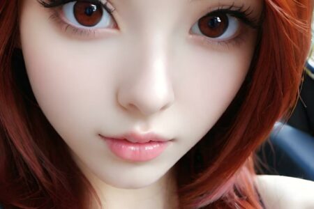 AI girl with red hair wallpaper