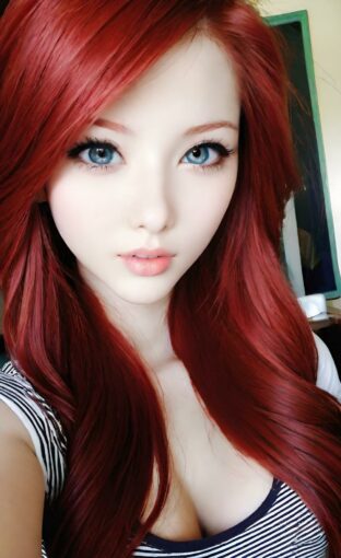 AI girl with red hair wallpaper