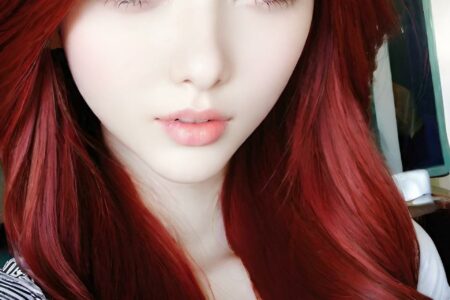 AI girl with red hair wallpaper