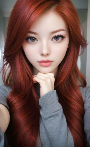 AI girl with red hair wallpaper