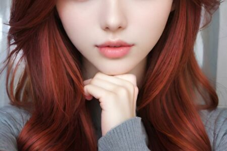 AI girl with red hair wallpaper