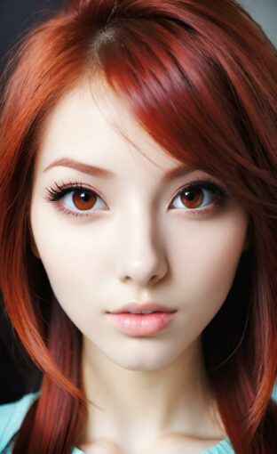 AI girl with red hair wallpaper