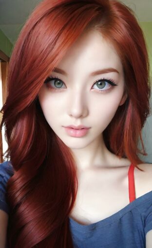 AI girl with red hair wallpaper