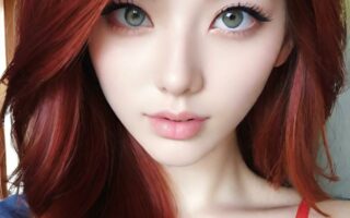 AI girl with red hair wallpaper