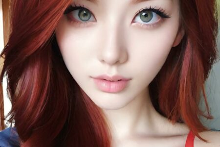 AI girl with red hair wallpaper