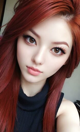 AI girl with red hair wallpaper