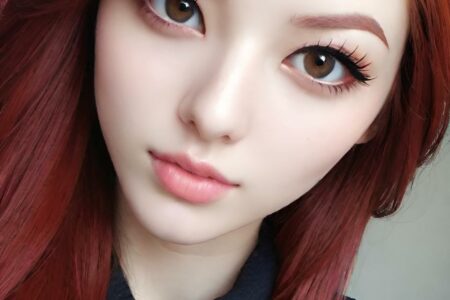 AI girl with red hair wallpaper