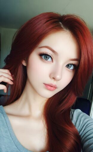 AI girl with red hair wallpaper