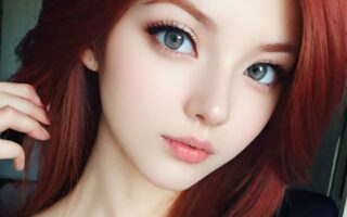 AI girl with red hair wallpaper