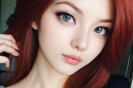 AI girl with red hair wallpaper