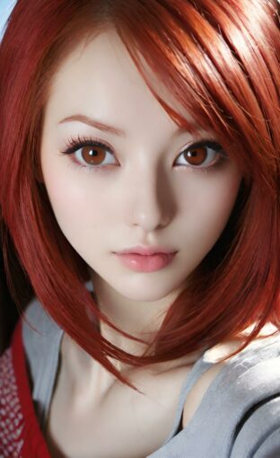 AI girl with red hair wallpaper