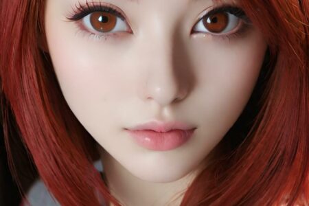 AI girl with red hair wallpaper
