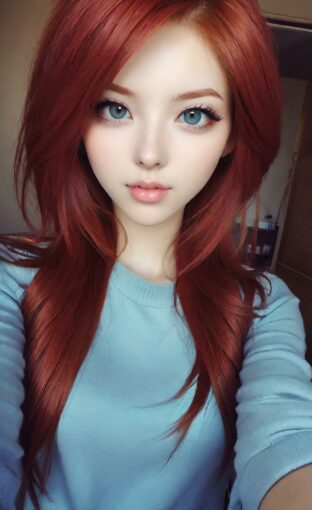 AI girl with red hair wallpaper