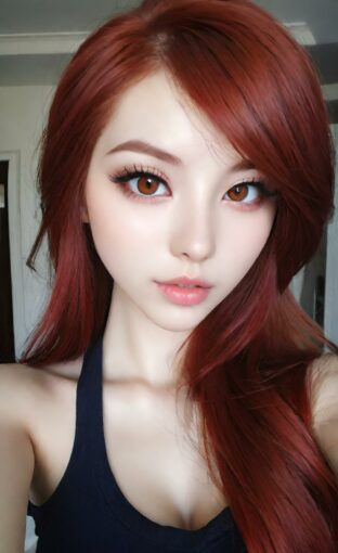 AI girl with red hair wallpaper
