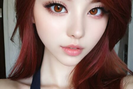 AI girl with red hair wallpaper