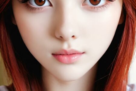 AI girl with red hair wallpaper