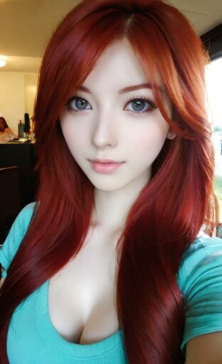 AI girl with red hair wallpaper