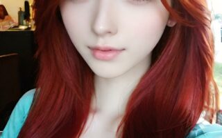 AI girl with red hair wallpaper