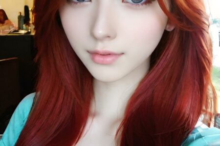 AI girl with red hair wallpaper