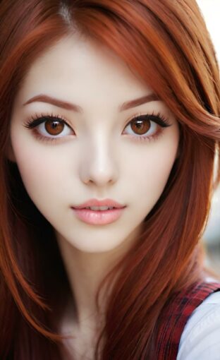 AI girl with red hair wallpaper