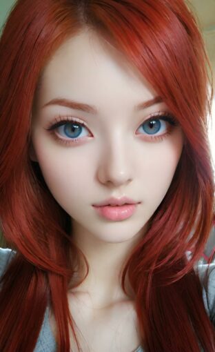 AI girl with red hair wallpaper