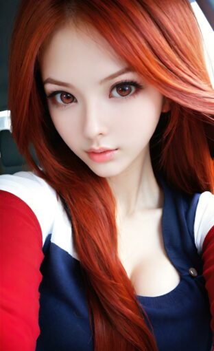 AI girl with red hair wallpaper