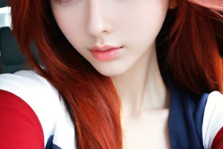 AI girl with red hair wallpaper