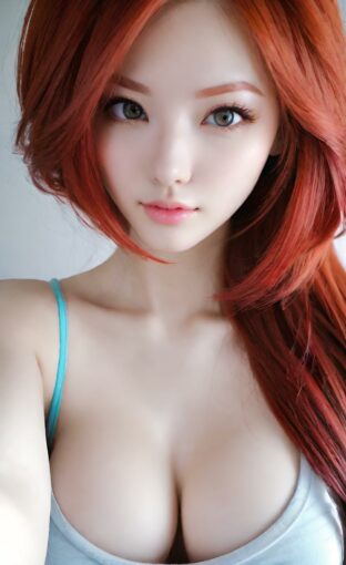 AI girl with red hair wallpaper