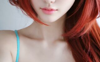 AI girl with red hair wallpaper