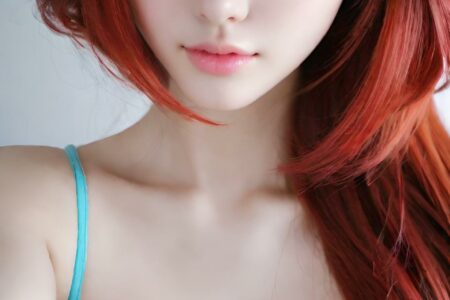 AI girl with red hair wallpaper