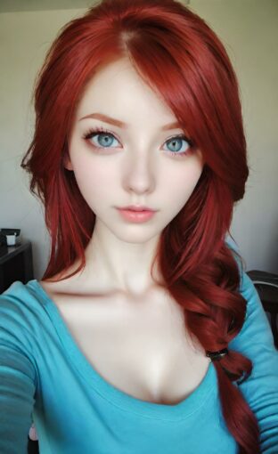 AI girl with red hair wallpaper